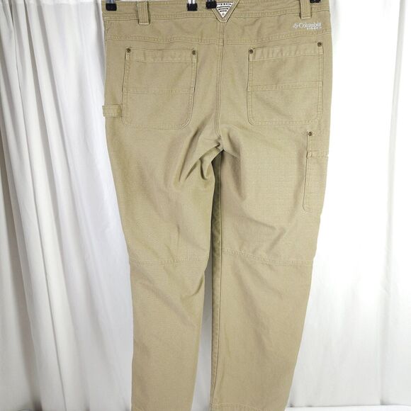Columbia PHG Mens 40x32 Beige DOUBLE KNEE Carpenter Work Duck Hunting Jeans - Picture 2 of 8
